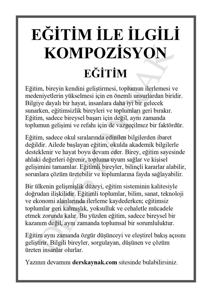 eğitimin-önemi-ile-ilgili-kompozisyon